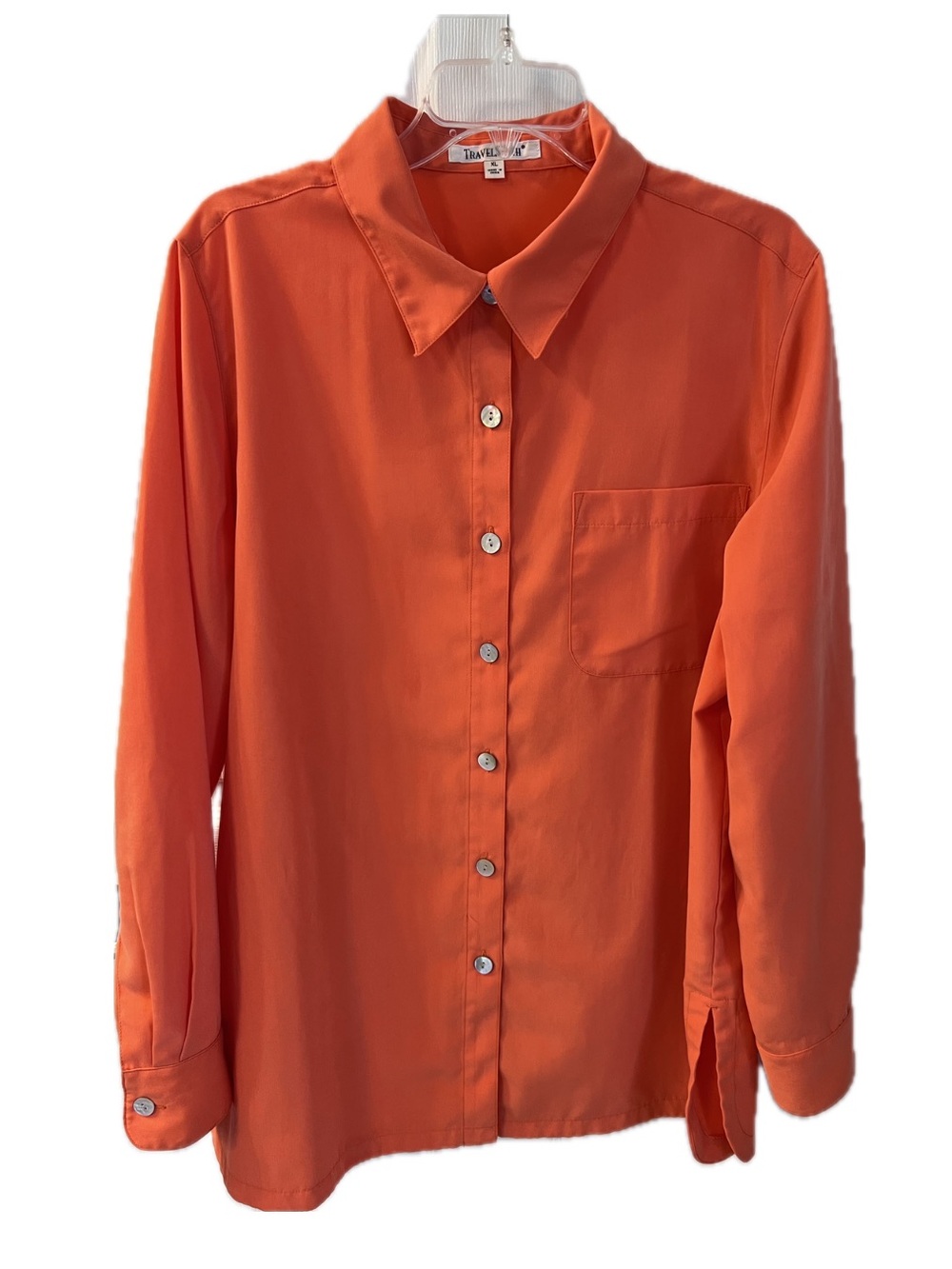 TravelSmith Bright Coral Button-Up Shirt
